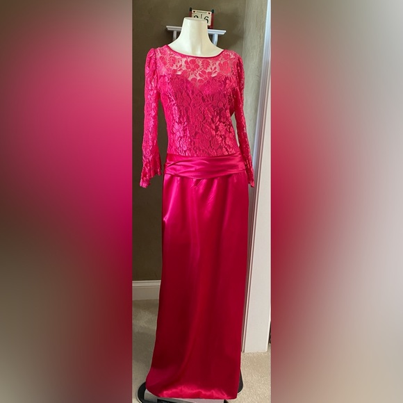 J.C. Penney Vintage 80s Pink Lace Satin Party Prom Dress size 11/12 - Picture 8 of 16